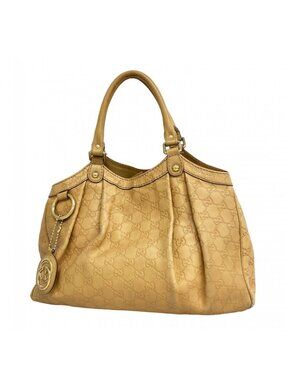 Gucci Tote Guccissima Leather Beige Chien Pants Gold